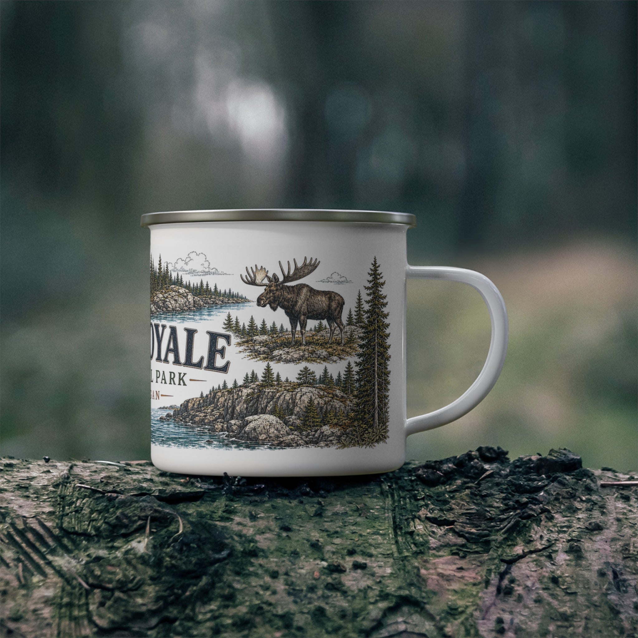 Isle Royale National Park Vintage Enamel Camping Mug | 12oz National Park Hiking Gift