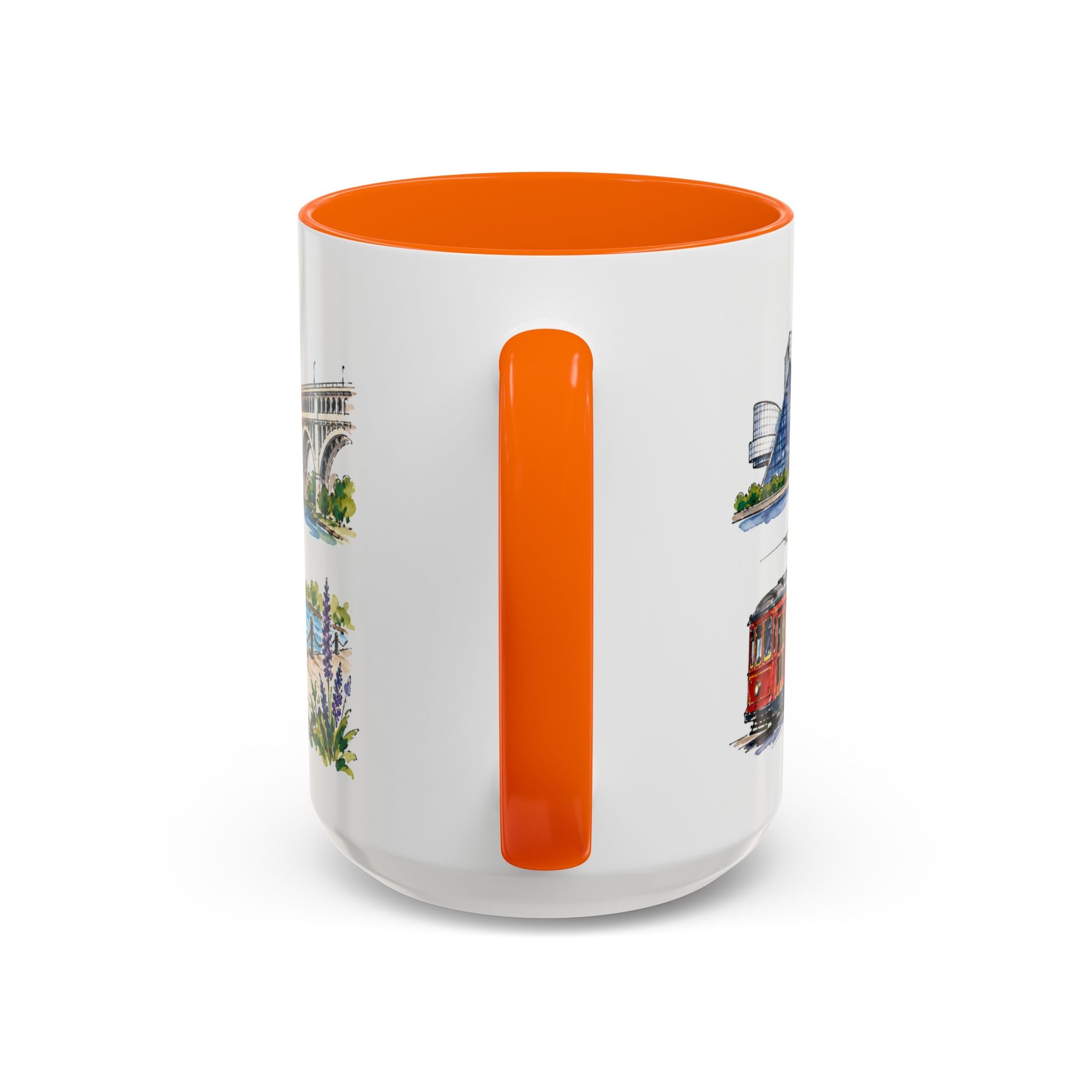 Cleveland Illustrated Travel Mug | City Souvenir Accent Coffee Mug | 11oz 15oz Ceramic Cup