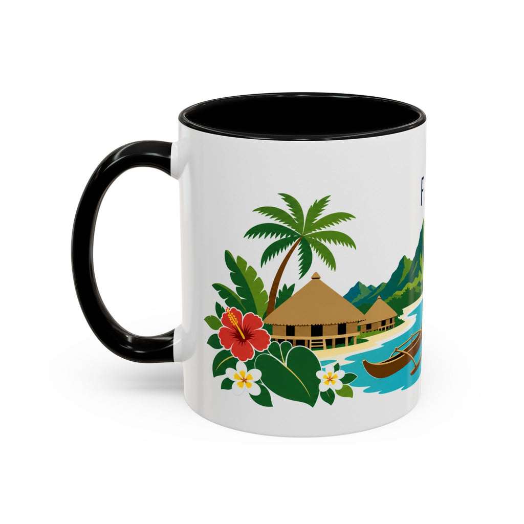 Fiji Coffee Mug | Travel Destination Souvenir Gift | Accent Color Ceramic 11oz 15oz