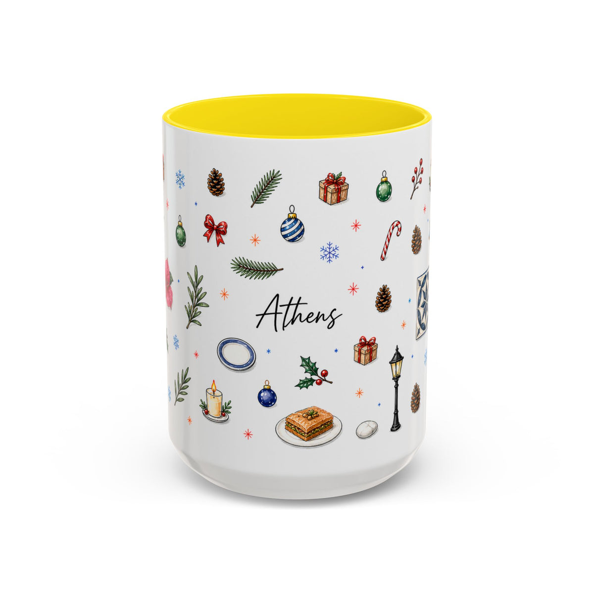 Athens Christmas Mug | Watercolor City Souvenir, Travel Gift (11oz/15oz)