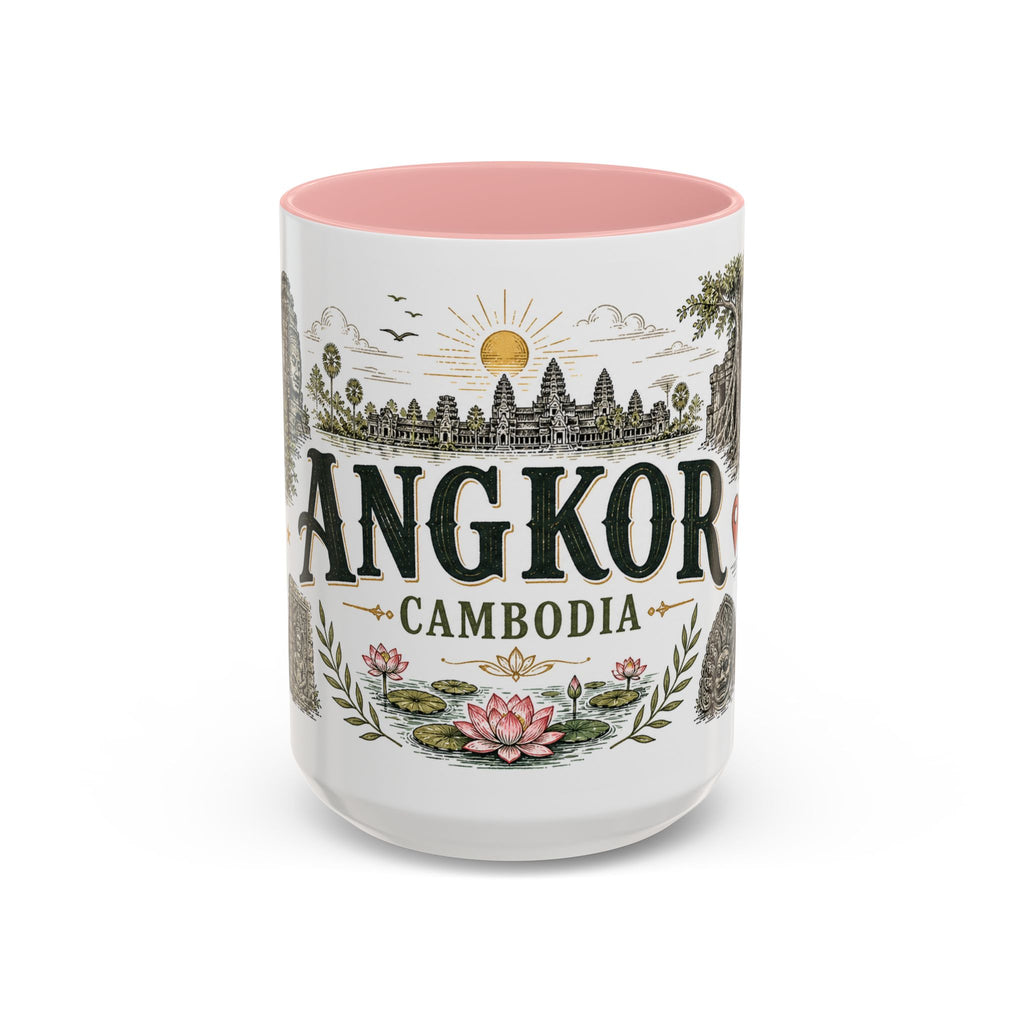 Angkor Coffee Mug | Travel Destination Souvenir Gift | Accent Color Ceramic 11oz 15oz
