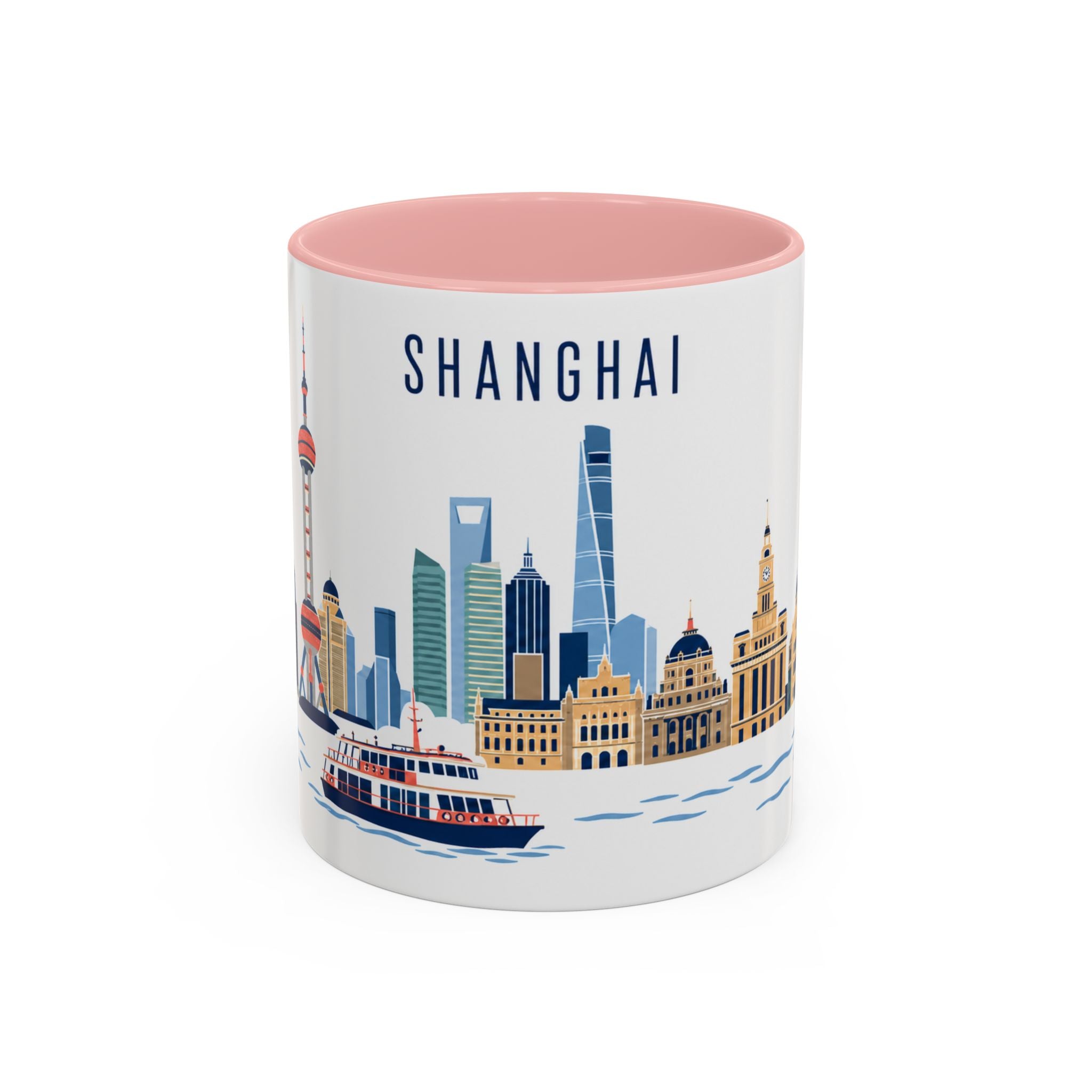 Shanghai Coffee Mug | China Travel Souvenir | Porcelain Decal City Gift | 11oz 15oz Accent Mug