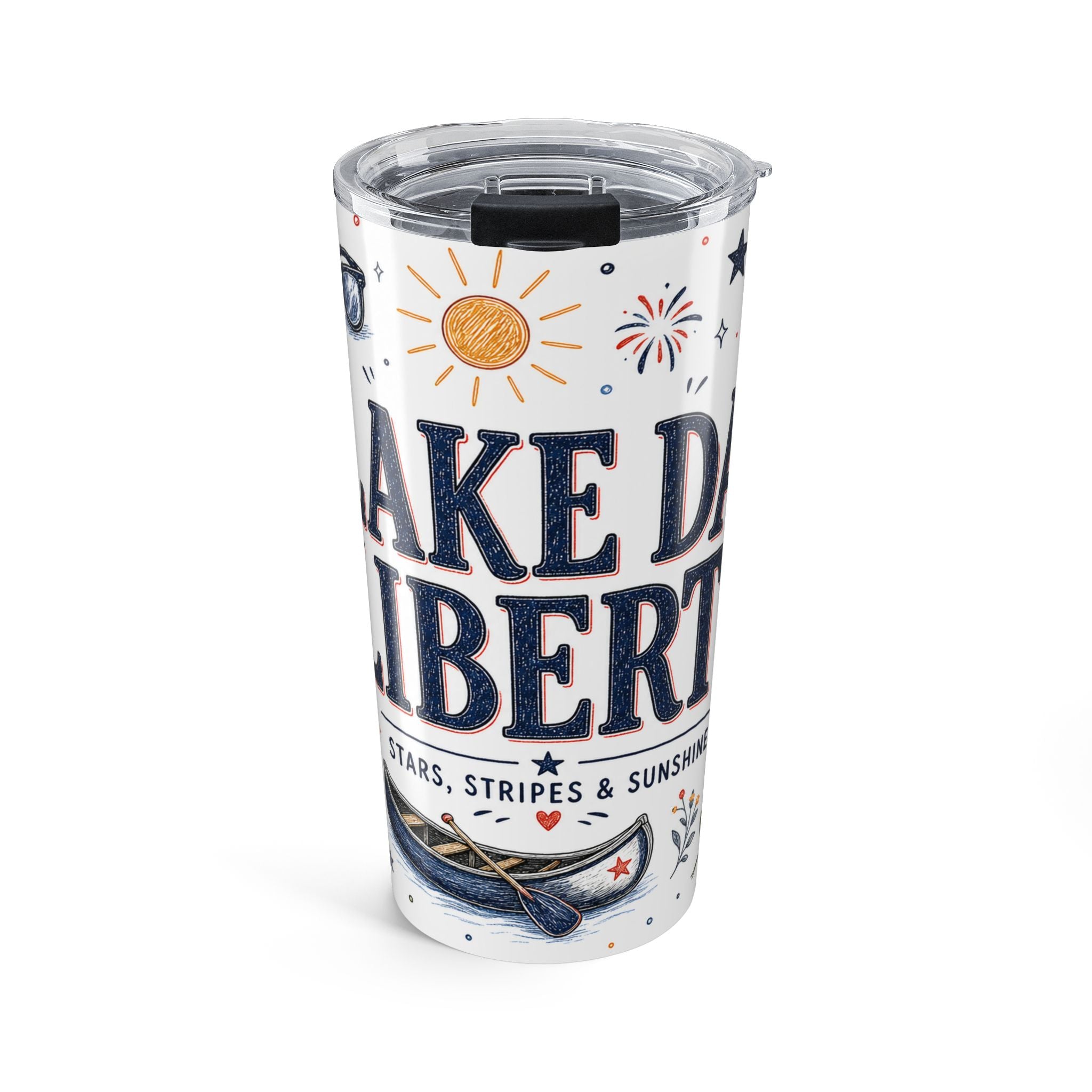 Lake Day Liberty 20oz Tumbler | Patriotic Summer Lake Gift | Insulated Stainless Steel Travel Cup