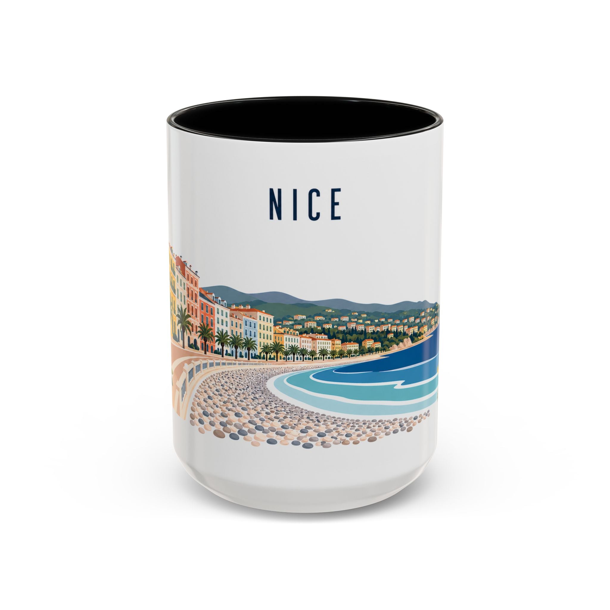 Nice Coffee Mug | France Travel Souvenir | Porcelain Decal City Gift | 11oz 15oz Accent Mug