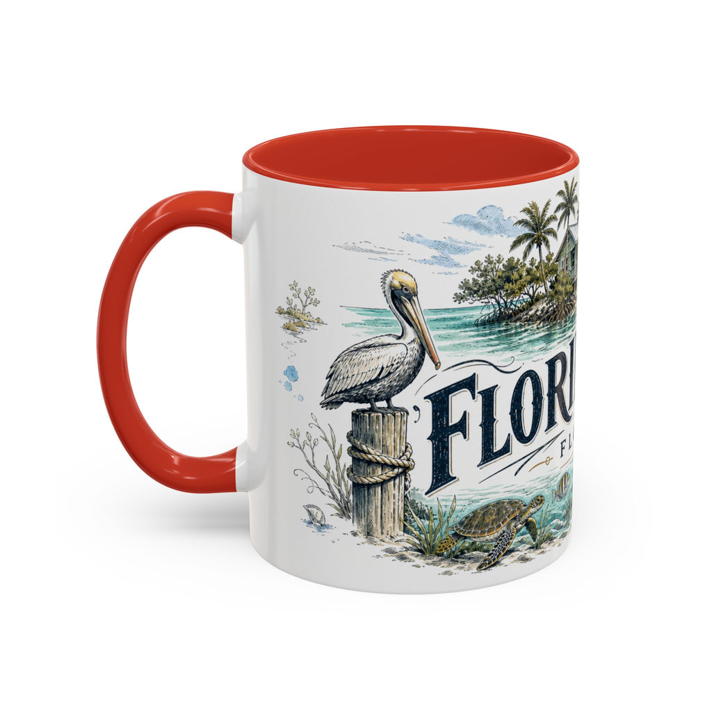 Florida Keys Mug, Florida Travel Souvenir, Bucket List Gift, Accent Ceramic Coffee Mug 11oz 15oz