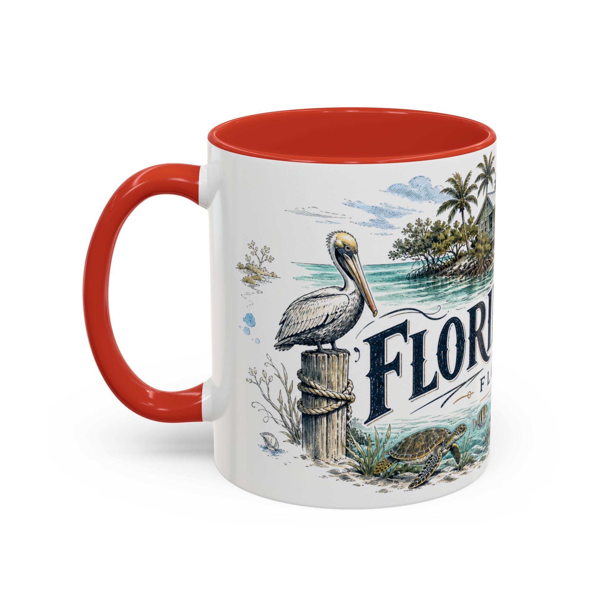 Florida Keys Mug, Florida Travel Souvenir, Bucket List Gift, Accent Ceramic Coffee Mug 11oz 15oz