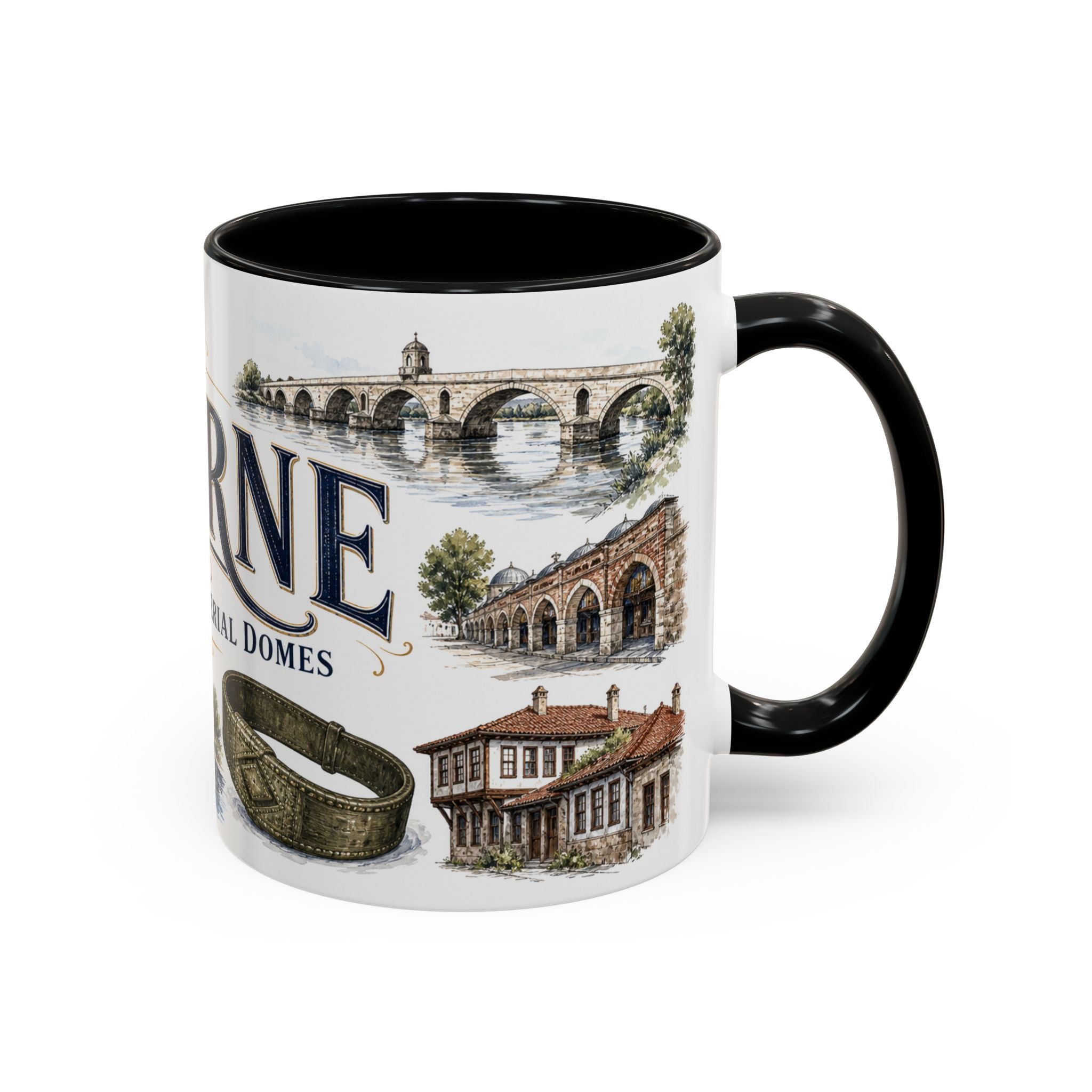 Edirne Coffee Mug | Turkey Travel Souvenir | Vintage Illustrated City Gift | 11 oz 15 oz Accent Mug