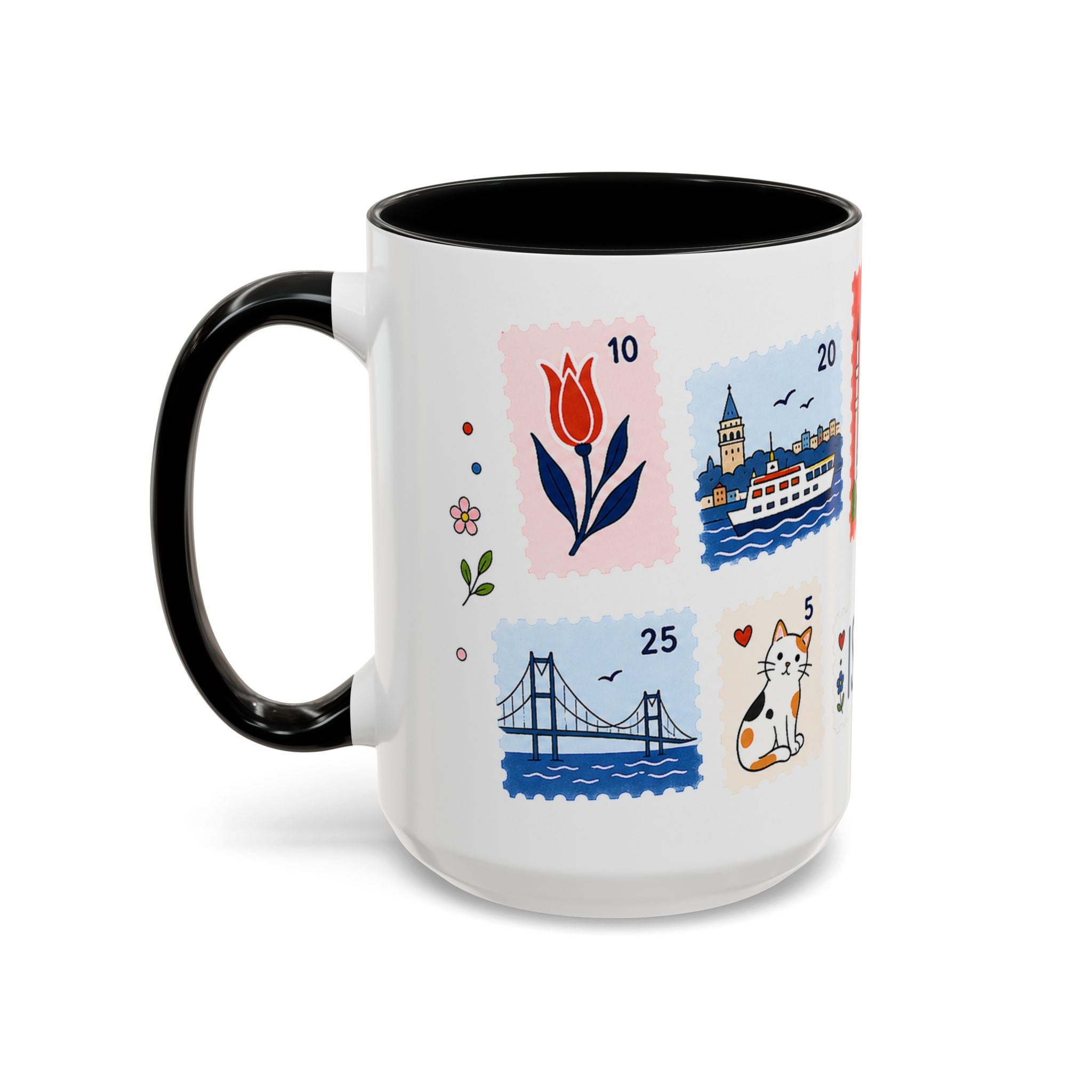 Istanbul Coffee Mug | Postage Stamp Collage Mug | Travel Souvenir Accent Cup 11oz 15oz