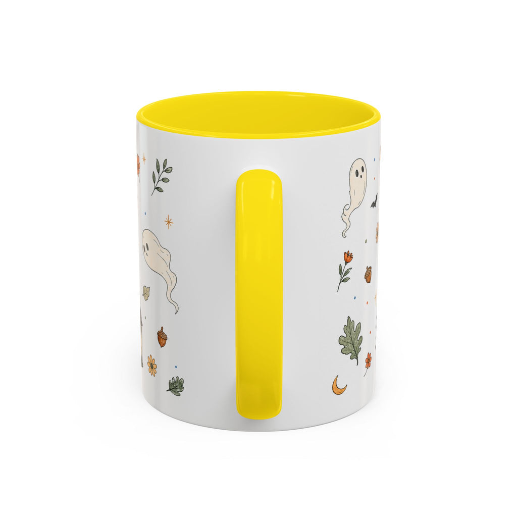 Floral Pumpkin Halloween Mug | Friendly Ghost Watercolor Gift | Accent Cup 11oz 15oz