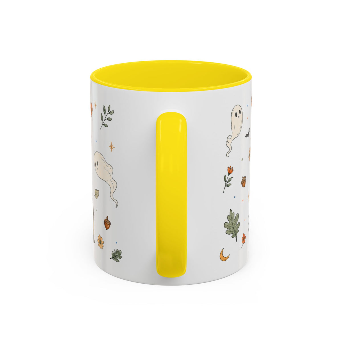 Floral Pumpkin Halloween Mug | Friendly Ghost Watercolor Gift | Accent Cup 11oz 15oz