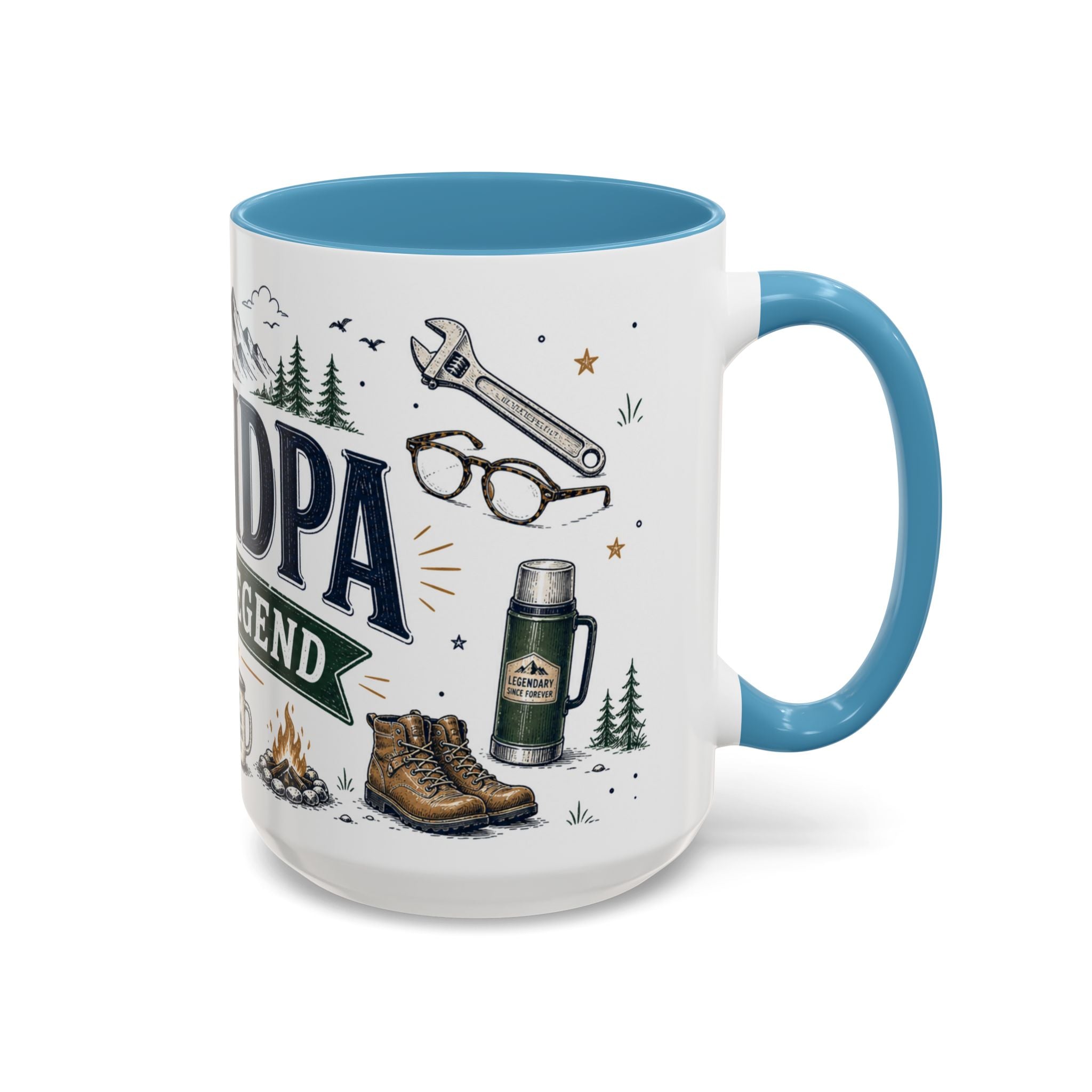 Grandpa The Legend Coffee Mug | Gift From Grandkids | Accent Color Ceramic 11oz 15oz