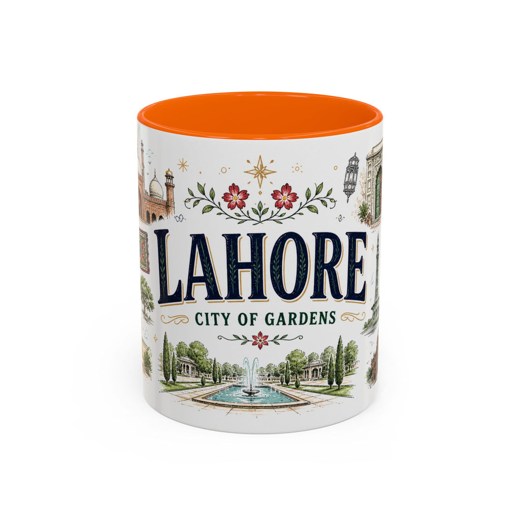 Lahore Coffee Mug | Pakistan Souvenir Travel Gift | Accent Color Ceramic 11oz 15oz