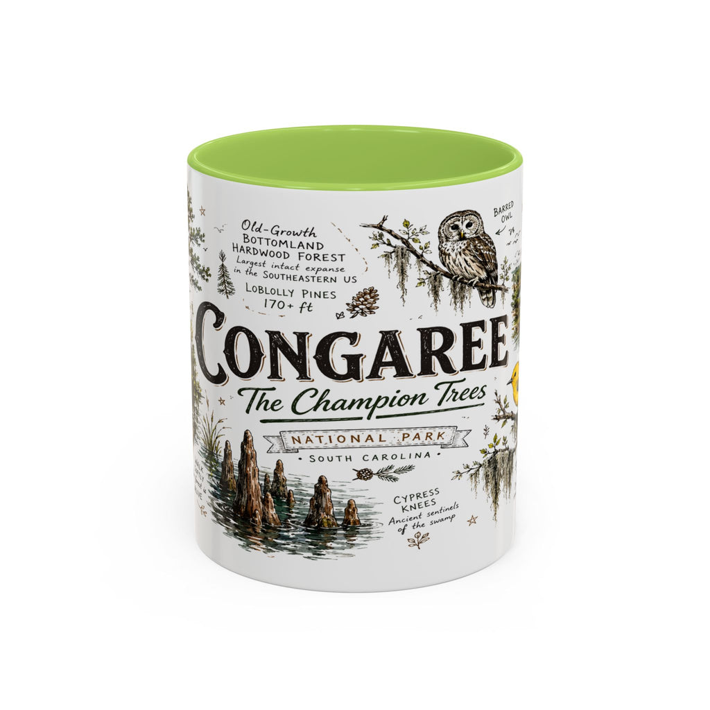 Congaree National Park Coffee Mug | South Carolina Forest Floodplain Gift | Accent Color Ceramic 11oz 15oz