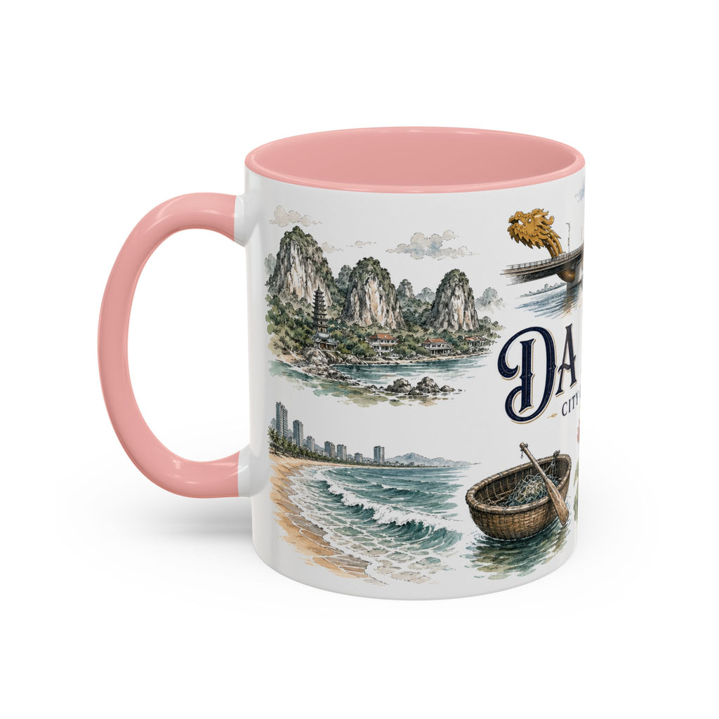 Da Nang Coffee Mug | Vietnam Travel Souvenir | Vintage Illustrated City Gift | 11 oz 15 oz Accent Mug