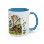 Lauterbrunnen Illustrated Travel Mug | Switzerland Souvenir Accent Coffee Mug | 11oz 15oz Ceramic Cup