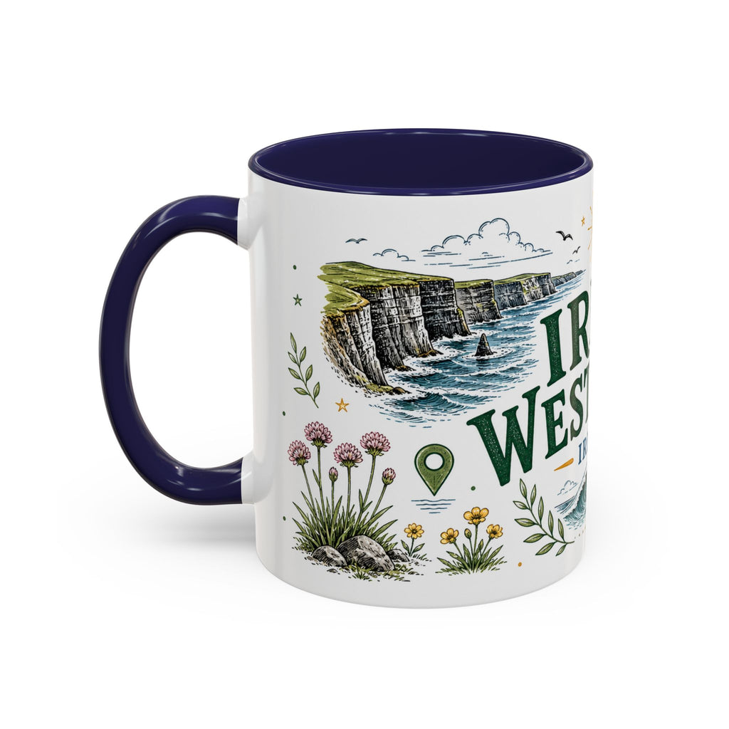 Irish West Coast Coffee Mug | Travel Destination Souvenir Gift | Accent Color Ceramic 11oz 15oz