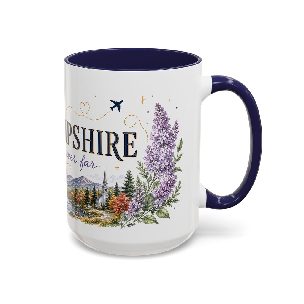 New Hampshire State Map Mug | Botanical Accents, Mountain Landscape Coffee Cup