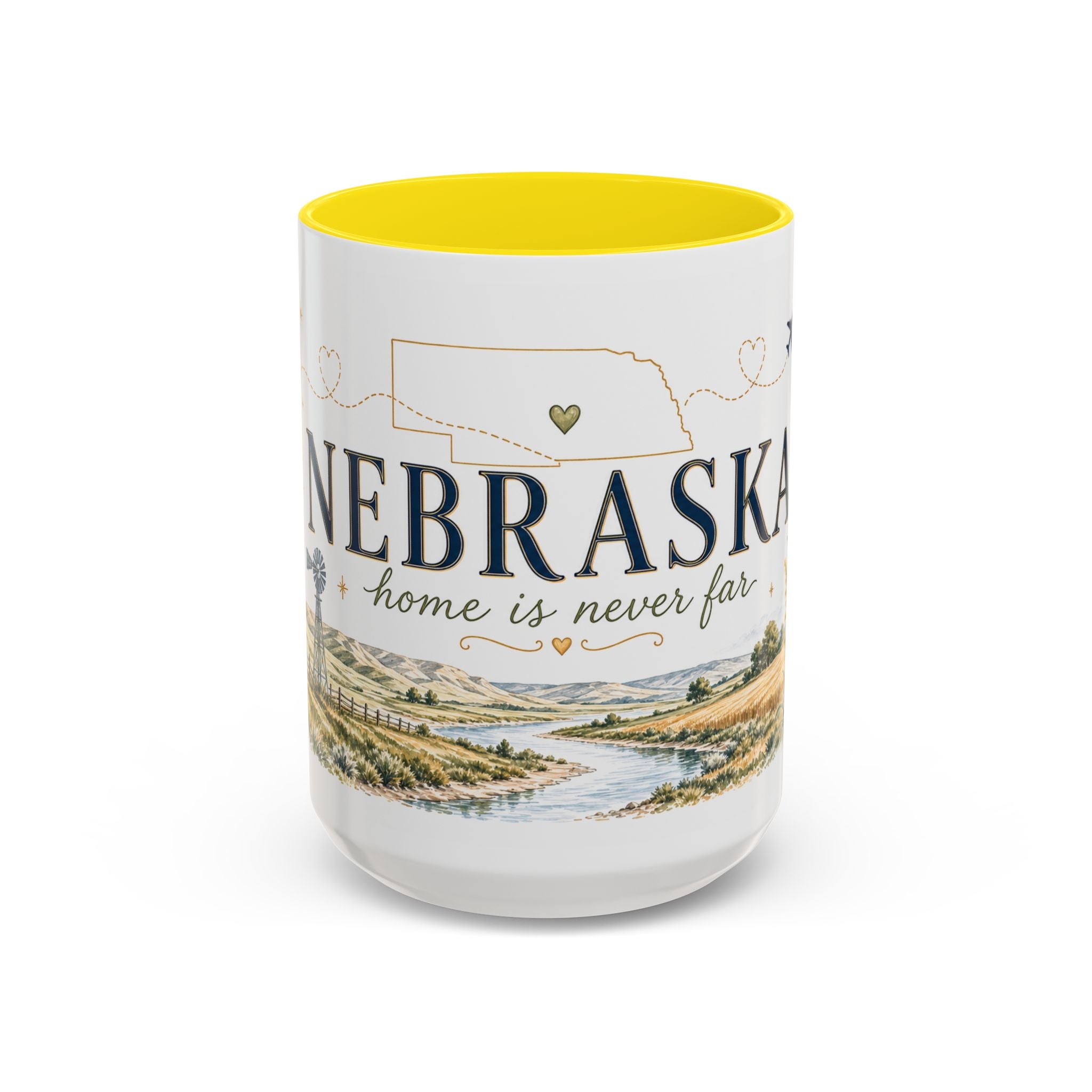 Nebraska State Mug | Moving Away, Long Distance Friendship Gift | Botanical Landscape Accent Mug