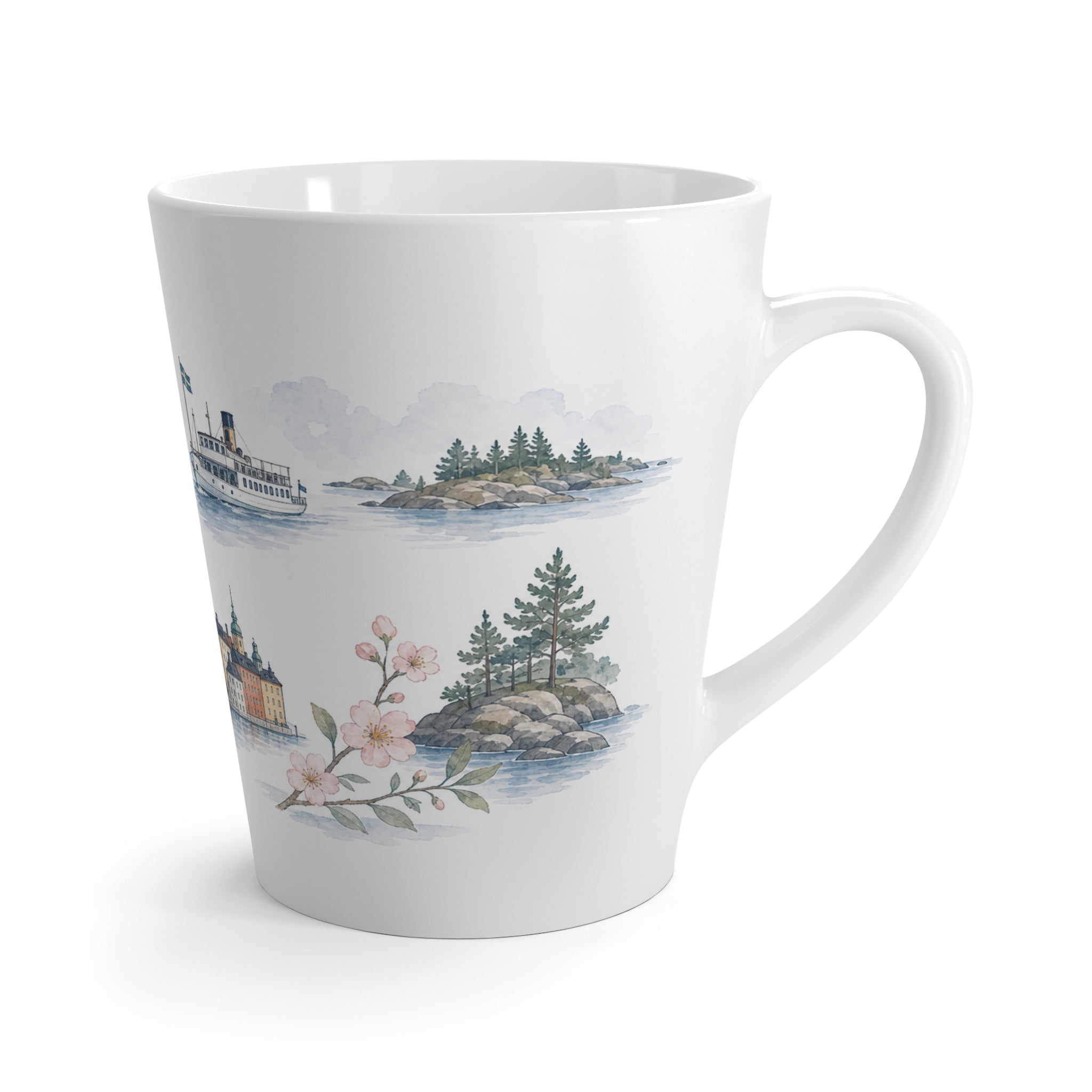 Stockholm Latte Mug | Watercolor City Travel Mug | 12 oz Ceramic Souvenir Gift