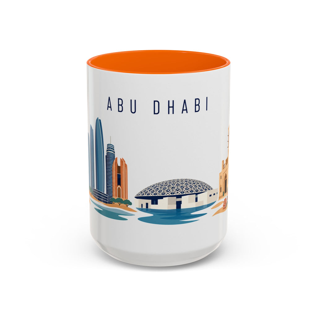 Abu Dhabi Coffee Mug | United Arab Emirates Travel Souvenir | Porcelain Decal City Gift | 11oz 15oz Accent Mug