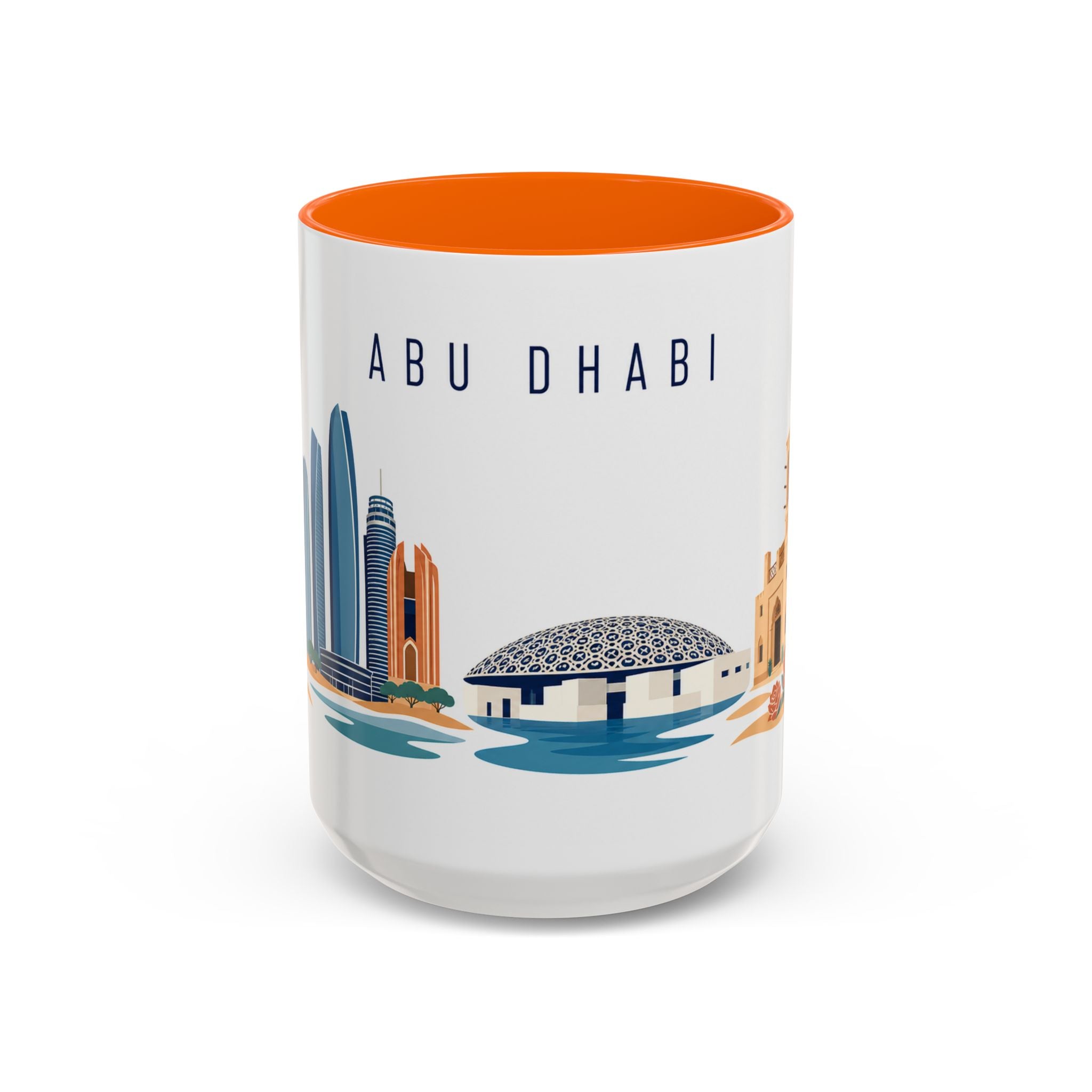 Abu Dhabi Coffee Mug | United Arab Emirates Travel Souvenir | Porcelain Decal City Gift | 11oz 15oz Accent Mug