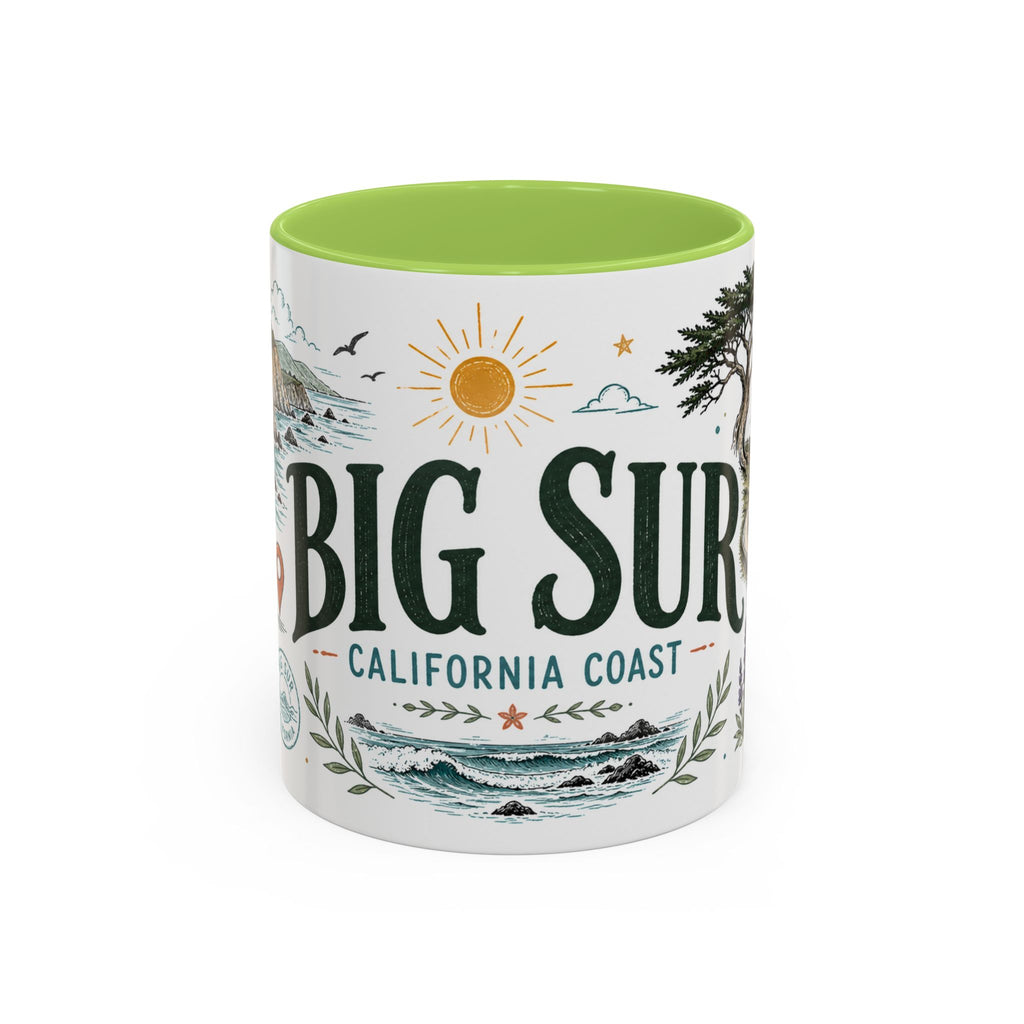 Big Sur Coffee Mug | Travel Destination Souvenir Gift | Accent Color Ceramic 11oz 15oz