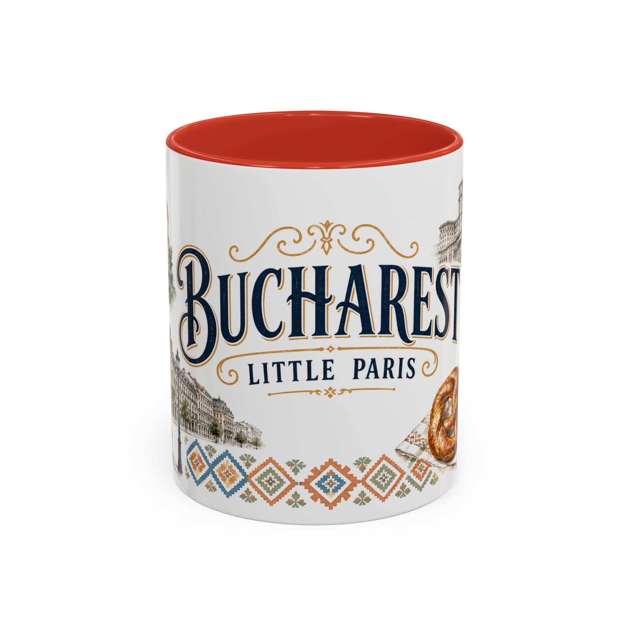 Bucharest Coffee Mug | Romania Travel Souvenir | Vintage Illustrated City Gift | 11 oz 15 oz Accent Mug