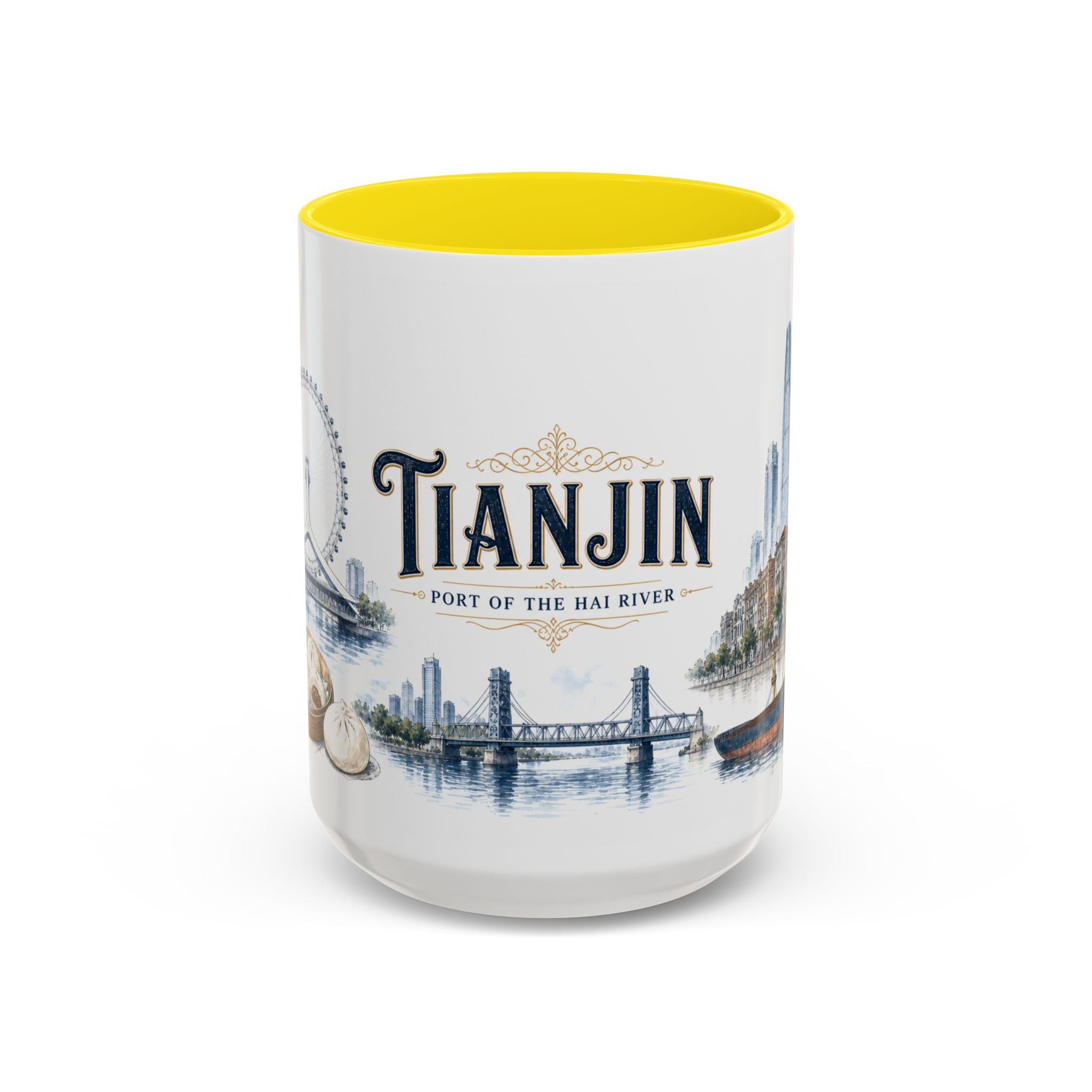 Tianjin Coffee Mug | China Travel Souvenir | Vintage Illustrated City Gift | 11 oz 15 oz Accent Mug