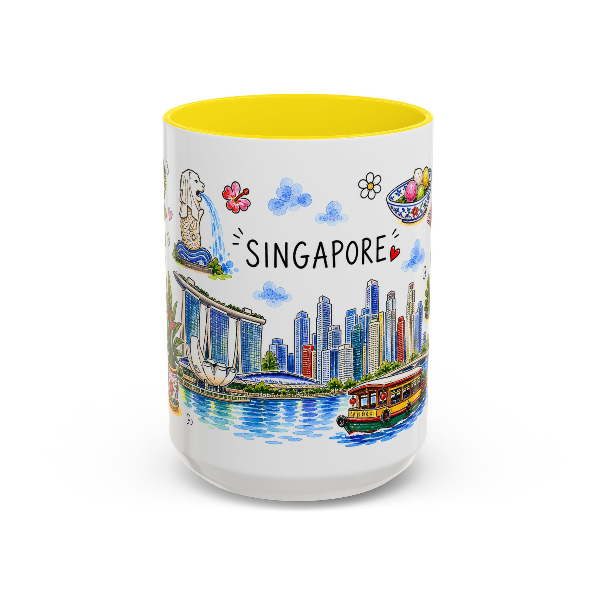 Singapore Illustrated Travel Mug | City Souvenir Accent Coffee Mug | 11oz 15oz Ceramic Cup