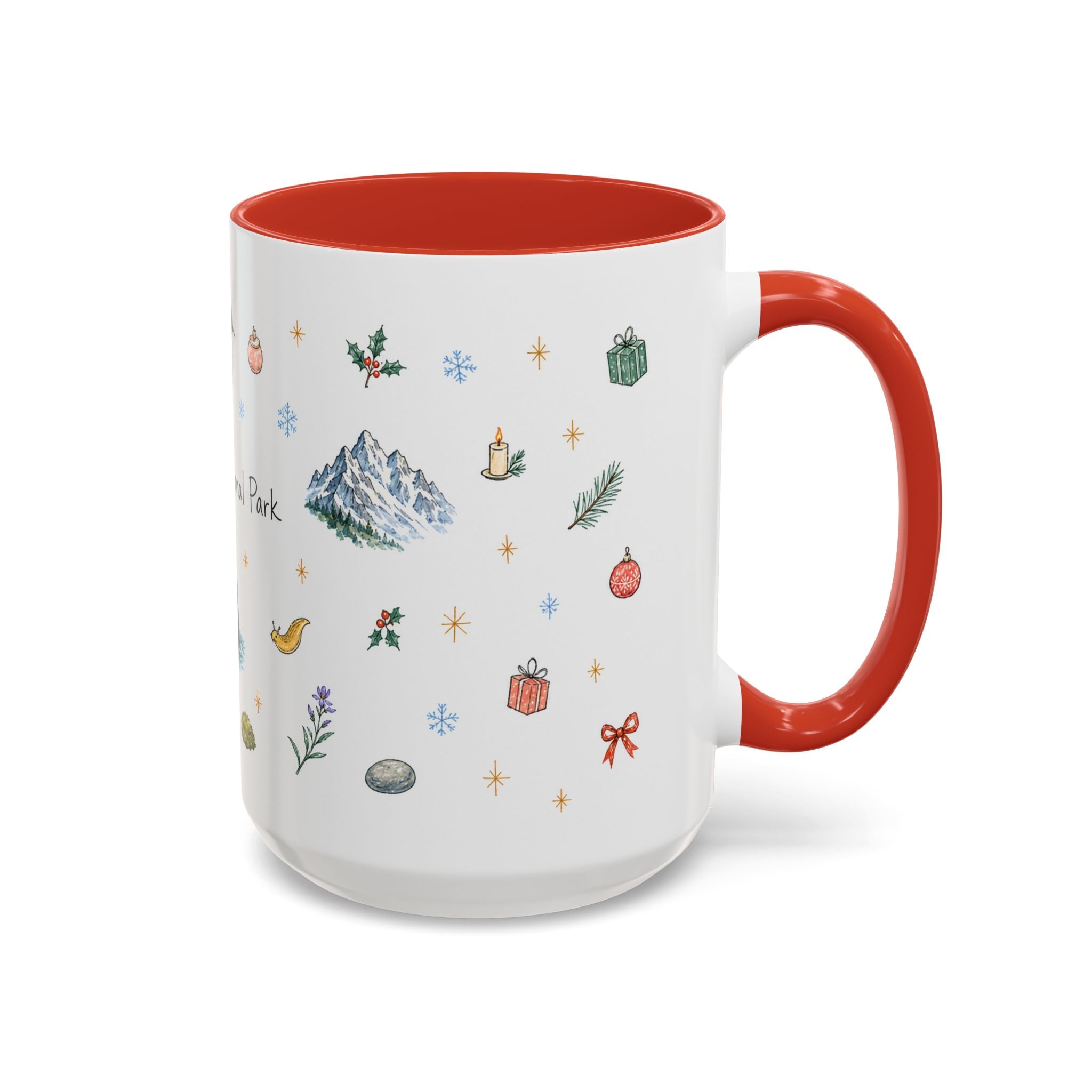 Olympic National Park Christmas Mug | Watercolor Travel Souvenir | Holiday Gift | Accent Ceramic Coffee Cup 11oz 15oz
