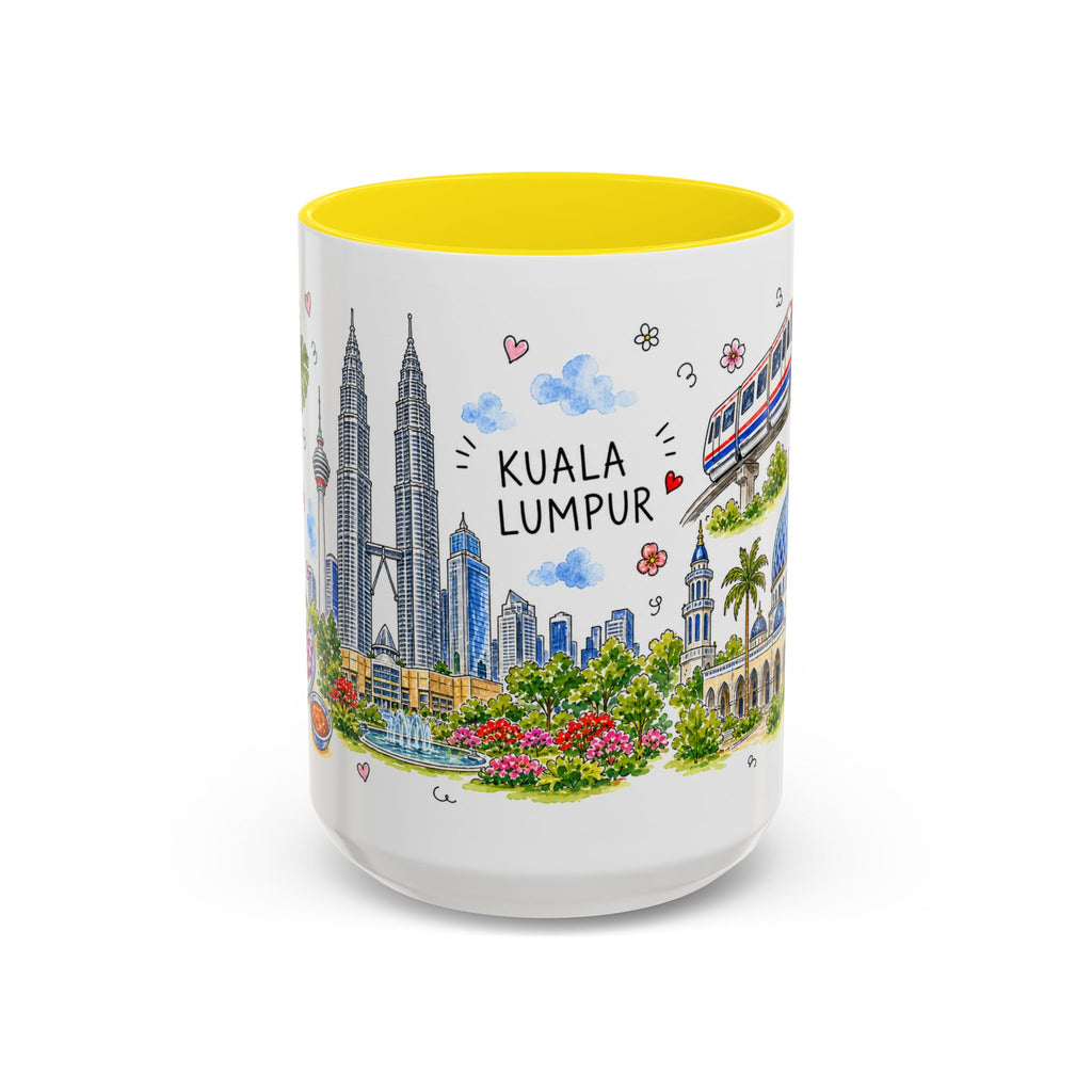 Kuala Lumpur Illustrated Travel Mug | City Souvenir Accent Coffee Mug | 11oz 15oz Ceramic Cup