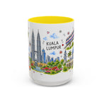 Kuala Lumpur Illustrated Travel Mug | City Souvenir Accent Coffee Mug | 11oz 15oz Ceramic Cup