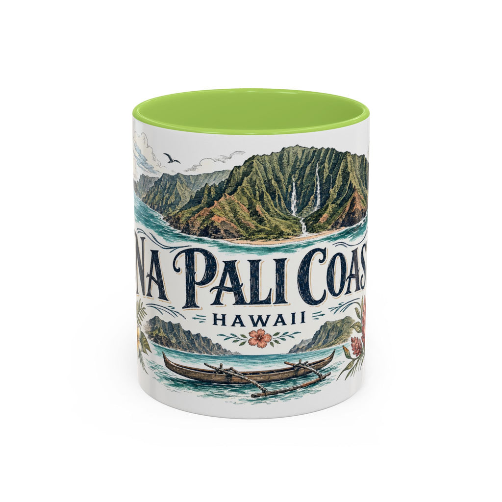 Na Pali Coast Mug, Hawaii Travel Souvenir, Bucket List Gift, Accent Ceramic Coffee Mug 11oz 15oz
