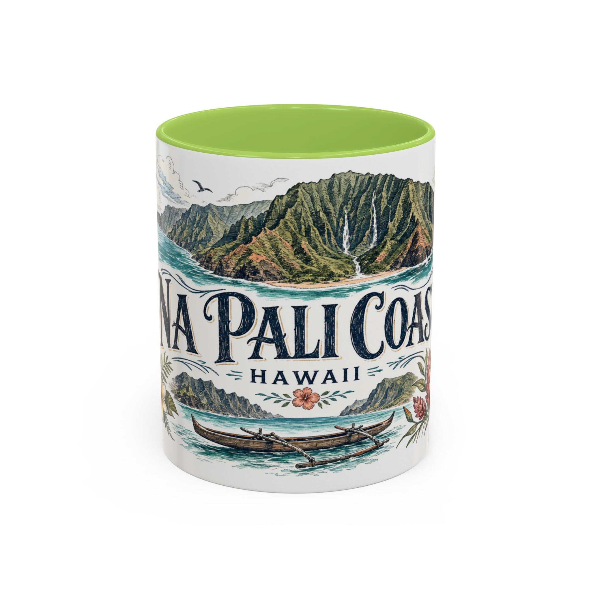 Na Pali Coast Mug, Hawaii Travel Souvenir, Bucket List Gift, Accent Ceramic Coffee Mug 11oz 15oz