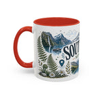 New Zealand South Island Coffee Mug | Travel Destination Souvenir Gift | Accent Color Ceramic 11oz 15oz