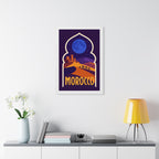 Morocco Desert Night Morocco Framed Poster | Vintage Travel Wall Art | Black Walnut White Frame | 16x24 20x30