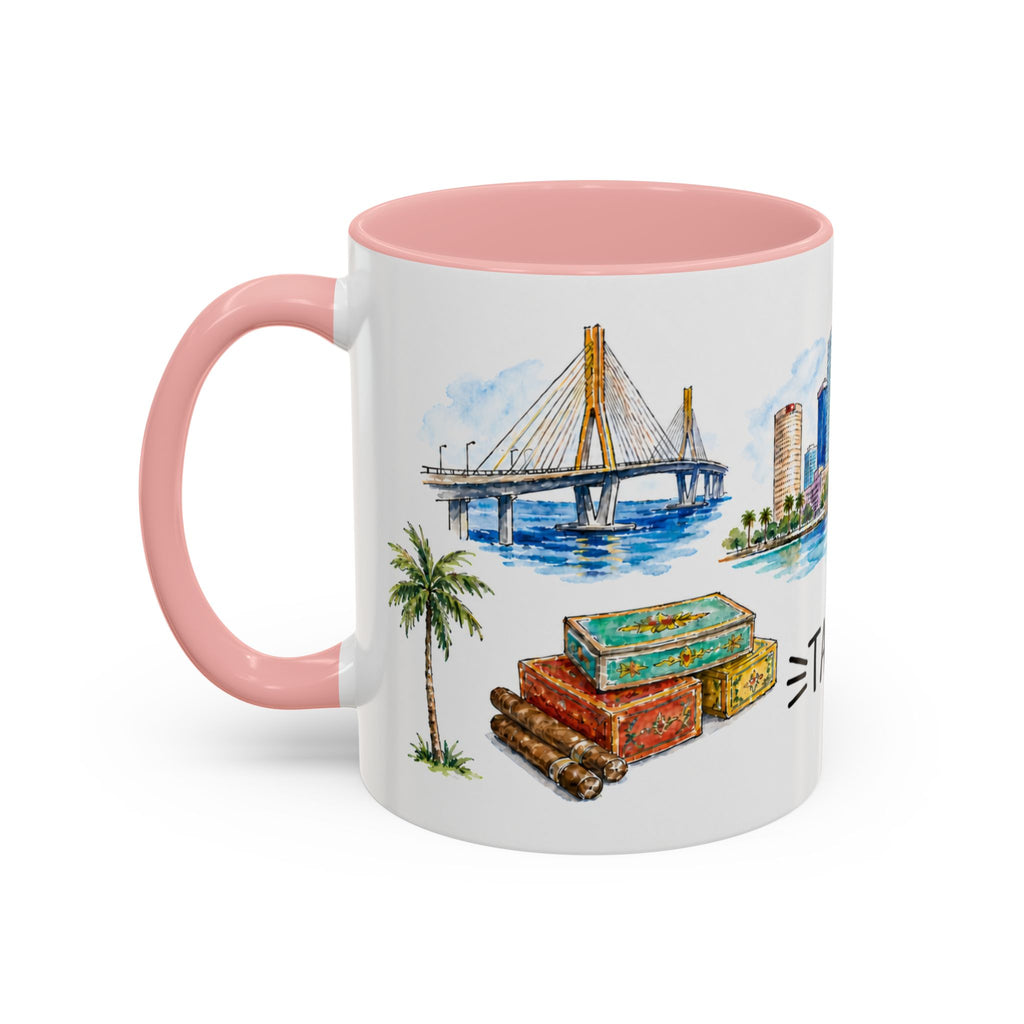 Tampa Illustrated Travel Mug | City Souvenir Accent Coffee Mug | 11oz 15oz Ceramic Cup