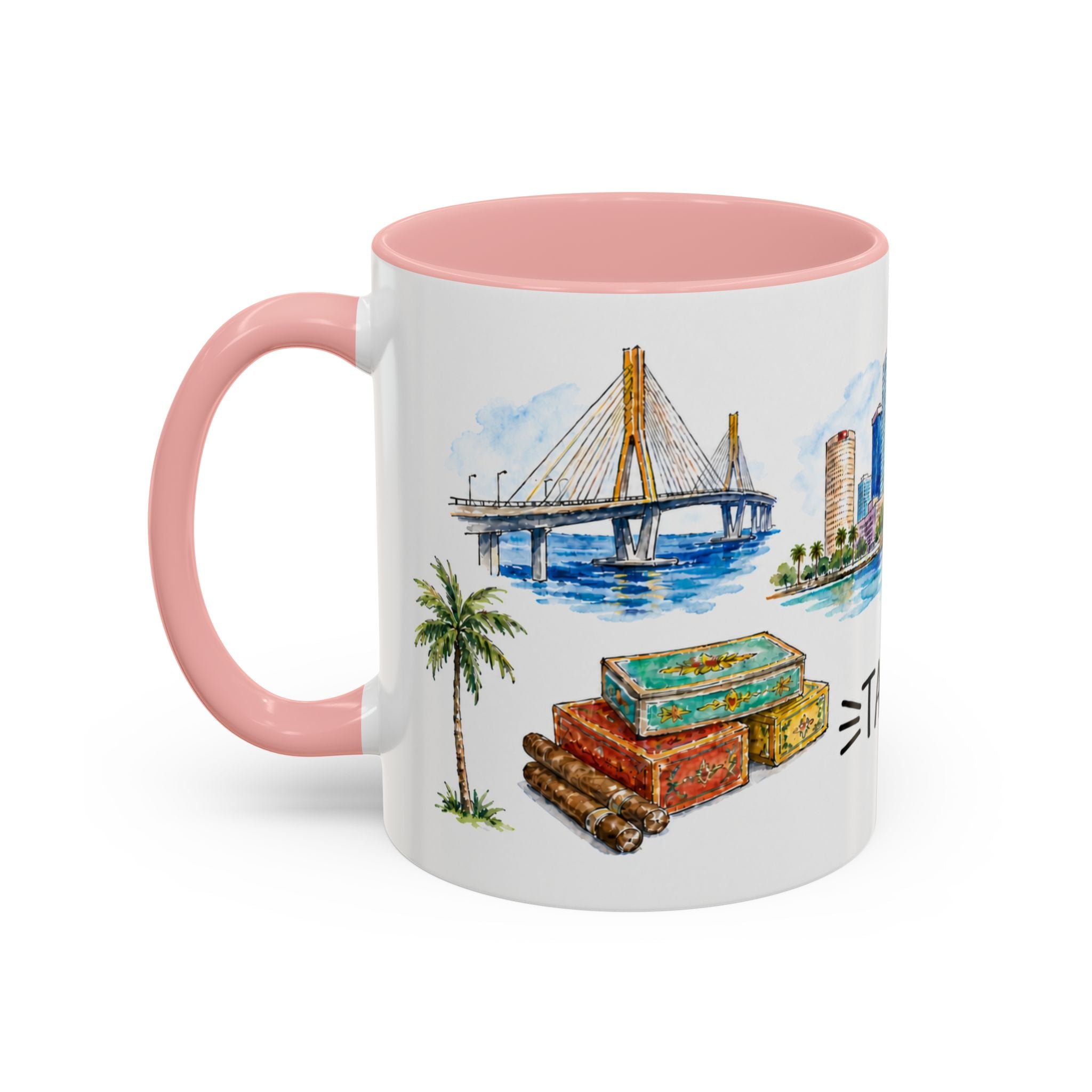 Tampa Illustrated Travel Mug | City Souvenir Accent Coffee Mug | 11oz 15oz Ceramic Cup