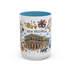 New Orleans Illustrated Travel Mug | City Souvenir Accent Coffee Mug | 11oz 15oz Ceramic Cup