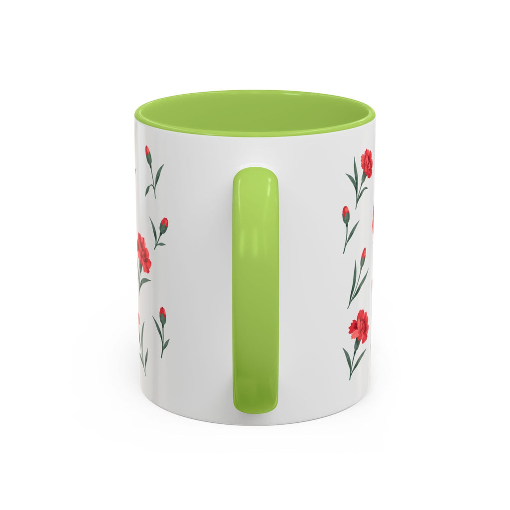 Ohio Scarlet Carnation Mug, State Flower Floral Coffee Cup, 11oz Botanical Gift