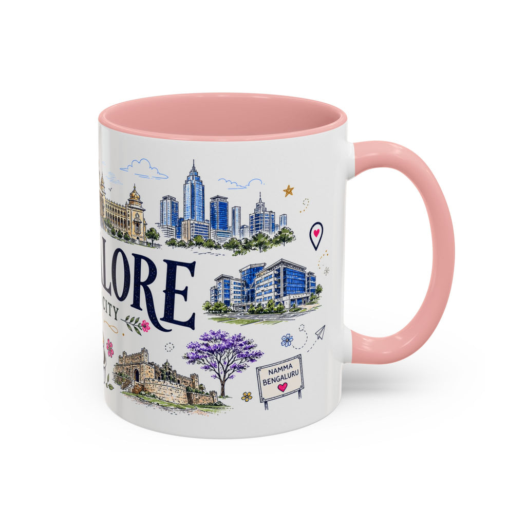 Bangalore Coffee Mug | India Souvenir Travel Gift | Accent Color Ceramic 11oz 15oz