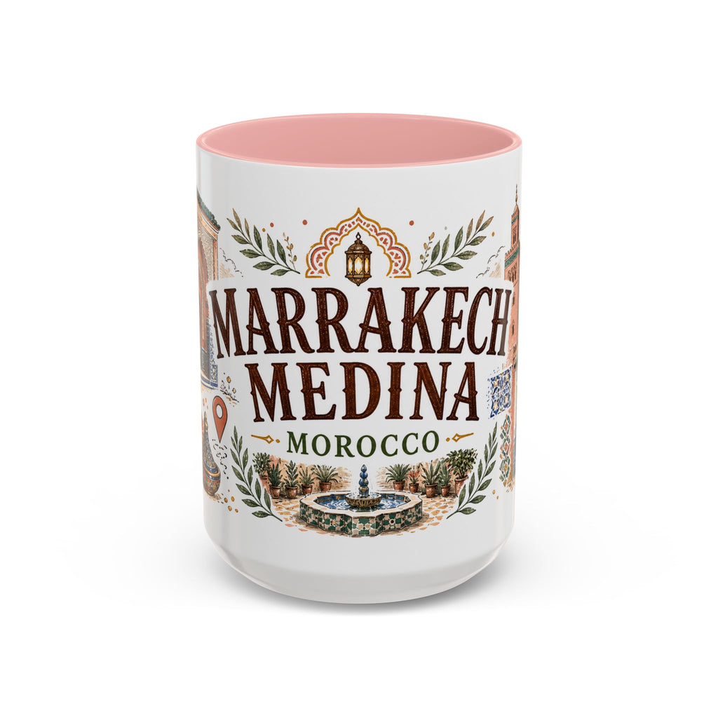 Marrakech Medina Coffee Mug | Travel Destination Souvenir Gift | Accent Color Ceramic 11oz 15oz