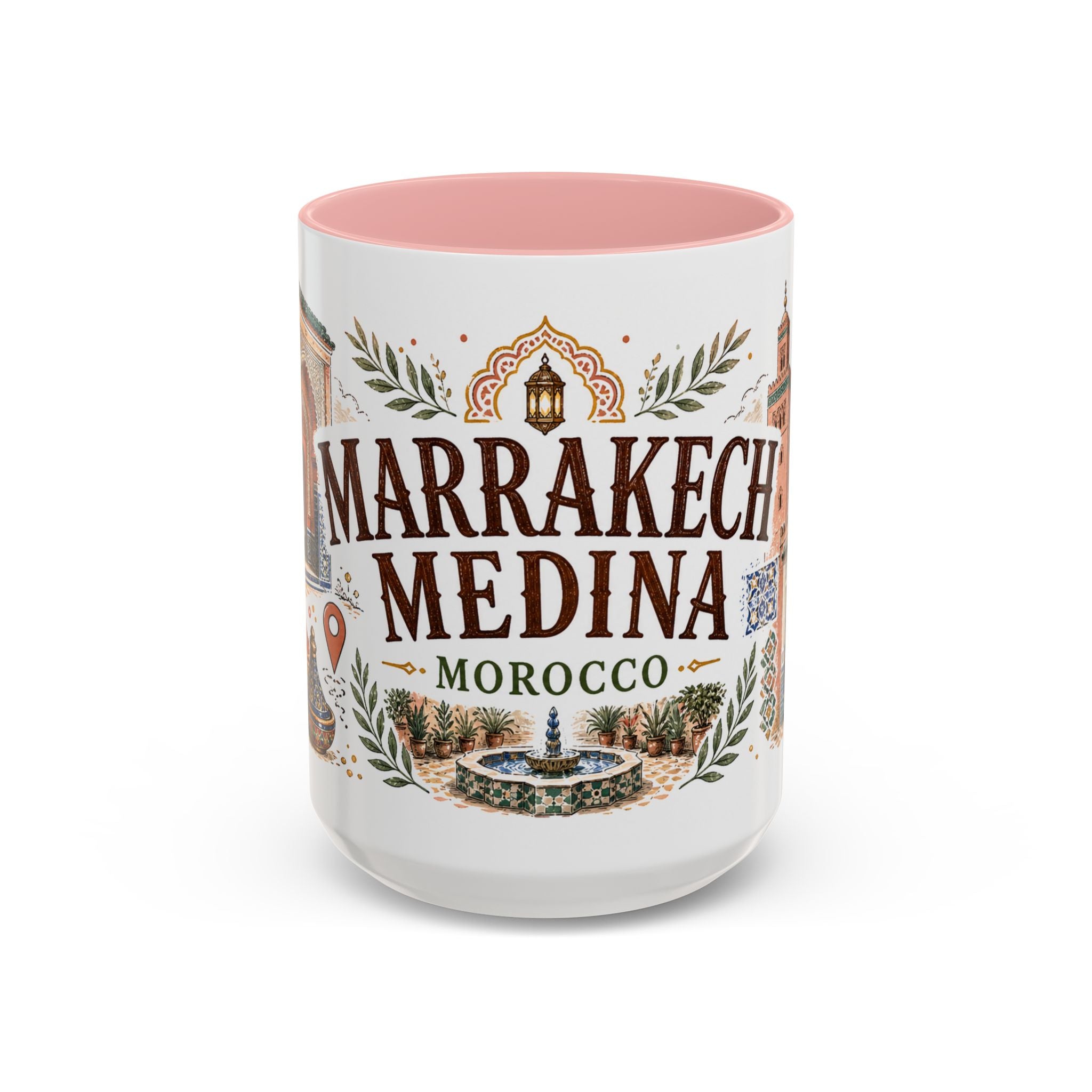 Marrakech Medina Coffee Mug | Travel Destination Souvenir Gift | Accent Color Ceramic 11oz 15oz