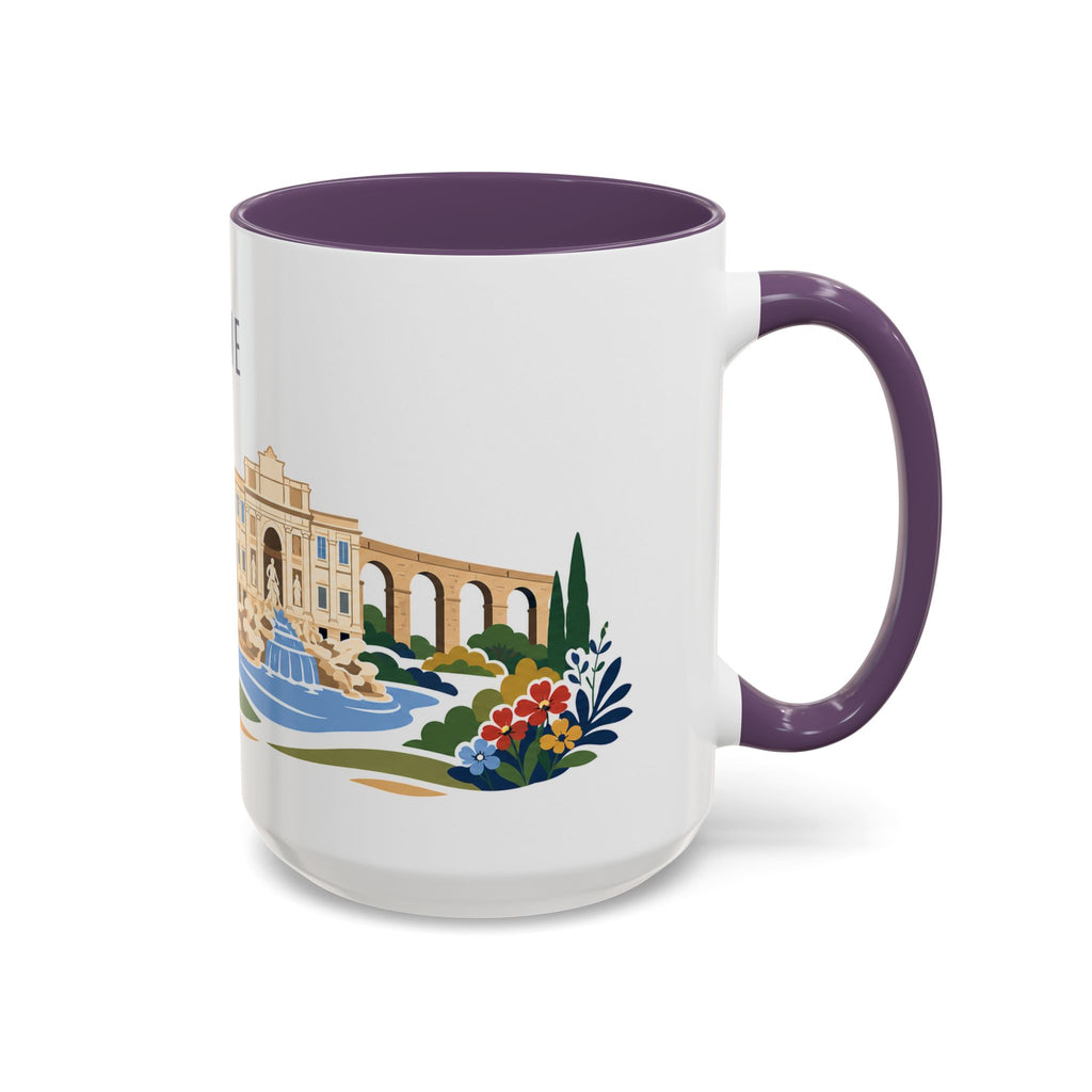 Rome Coffee Mug | Italy Travel Souvenir | Porcelain Decal City Gift | 11oz 15oz Accent Mug