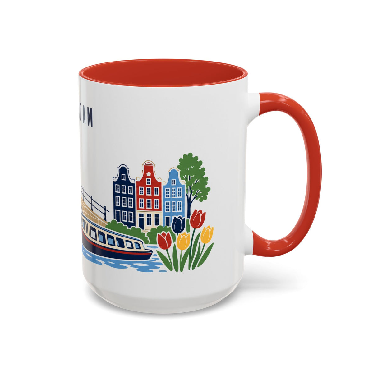 Amsterdam Coffee Mug | Netherlands Travel Souvenir | Porcelain Decal City Gift | 11oz 15oz Accent Mug