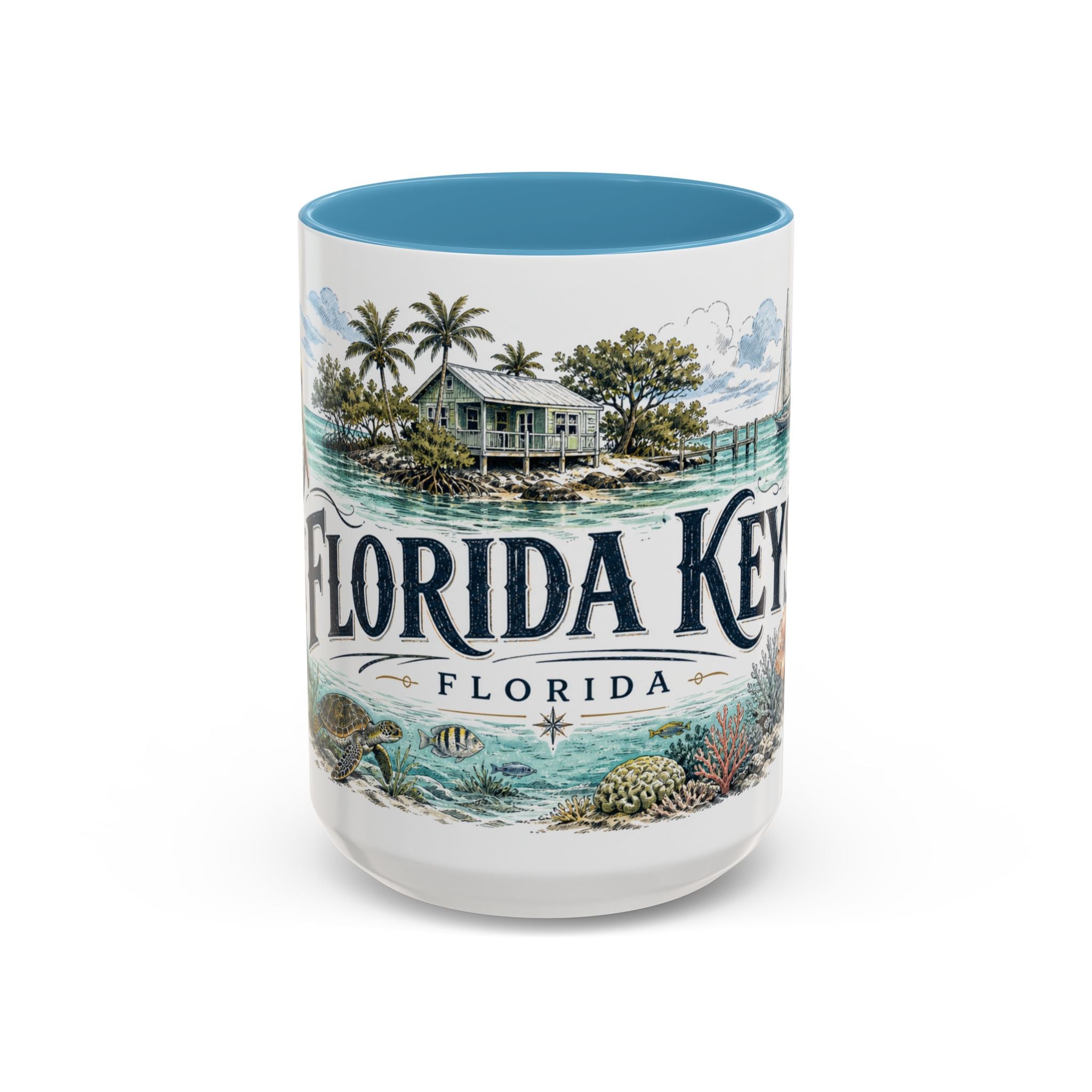 Florida Keys Mug, Florida Travel Souvenir, Bucket List Gift, Accent Ceramic Coffee Mug 11oz 15oz