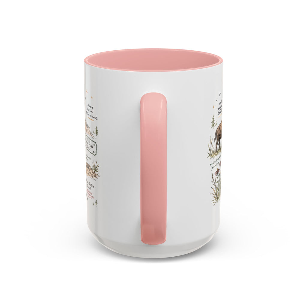 Badlands National Park Coffee Mug | South Dakota Prairie Fossil Hiking Gift | Accent Color Ceramic 11oz 15oz