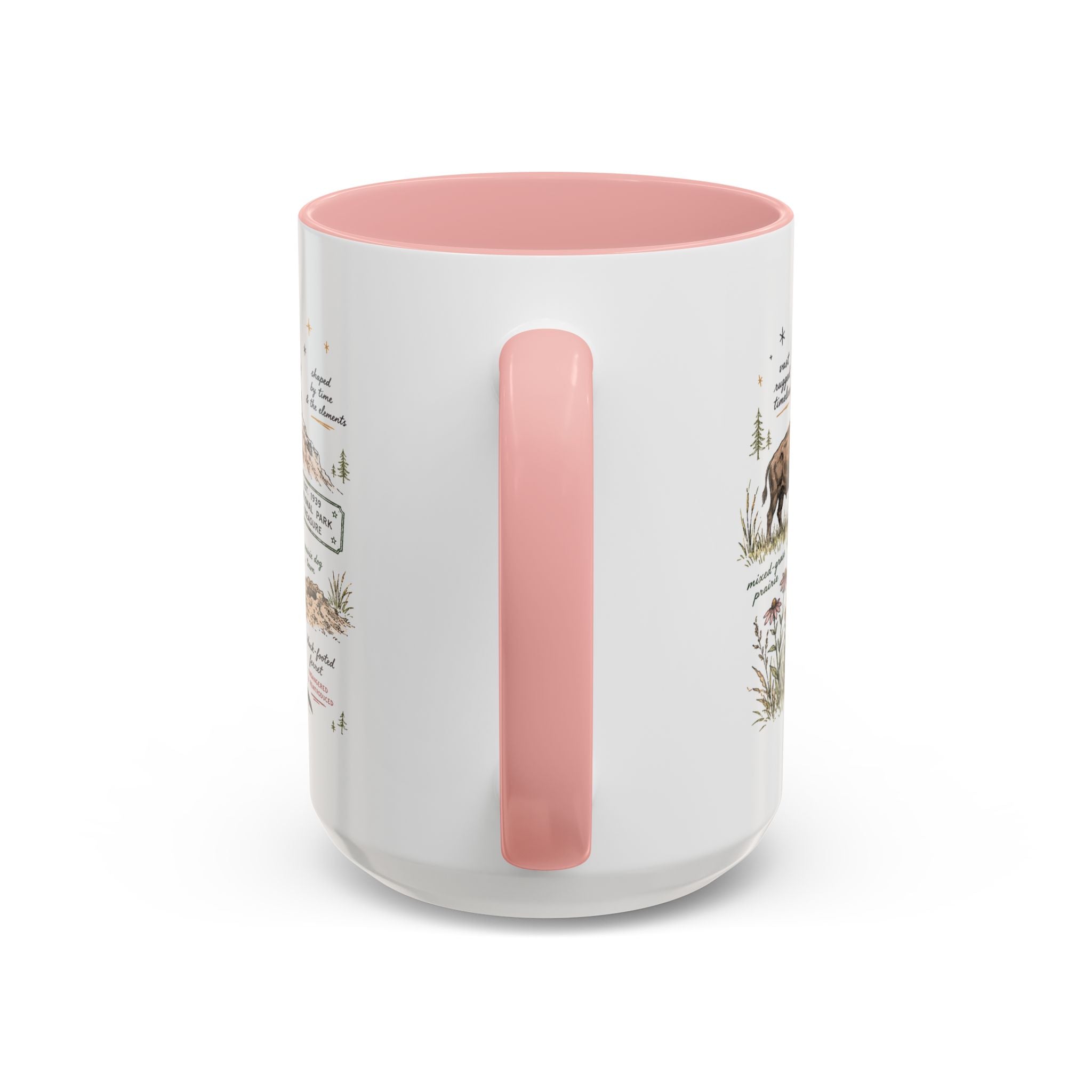 Badlands National Park Coffee Mug | South Dakota Prairie Fossil Hiking Gift | Accent Color Ceramic 11oz 15oz
