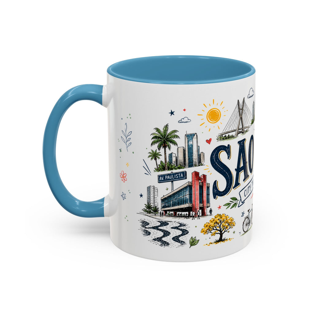 Sao Paulo Coffee Mug | Brazil Souvenir Travel Gift | Accent Color Ceramic 11oz 15oz