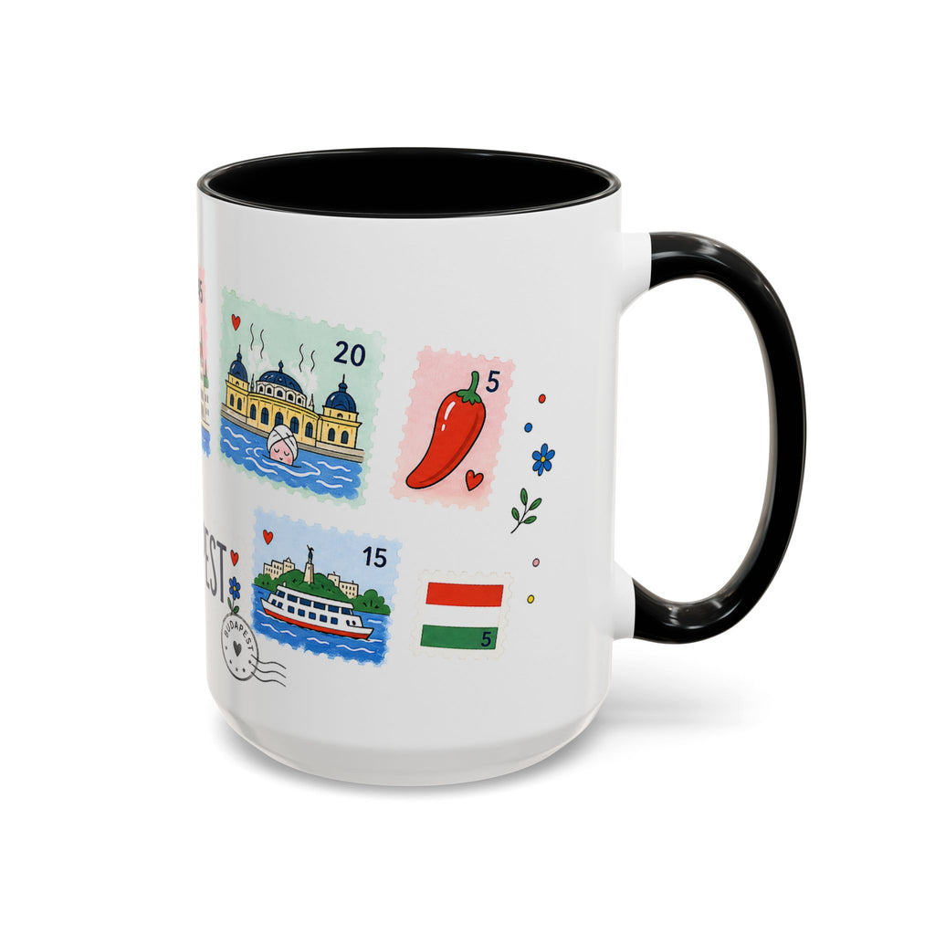 Budapest Coffee Mug | Postage Stamp Collage Mug | Travel Souvenir Accent Cup 11oz 15oz
